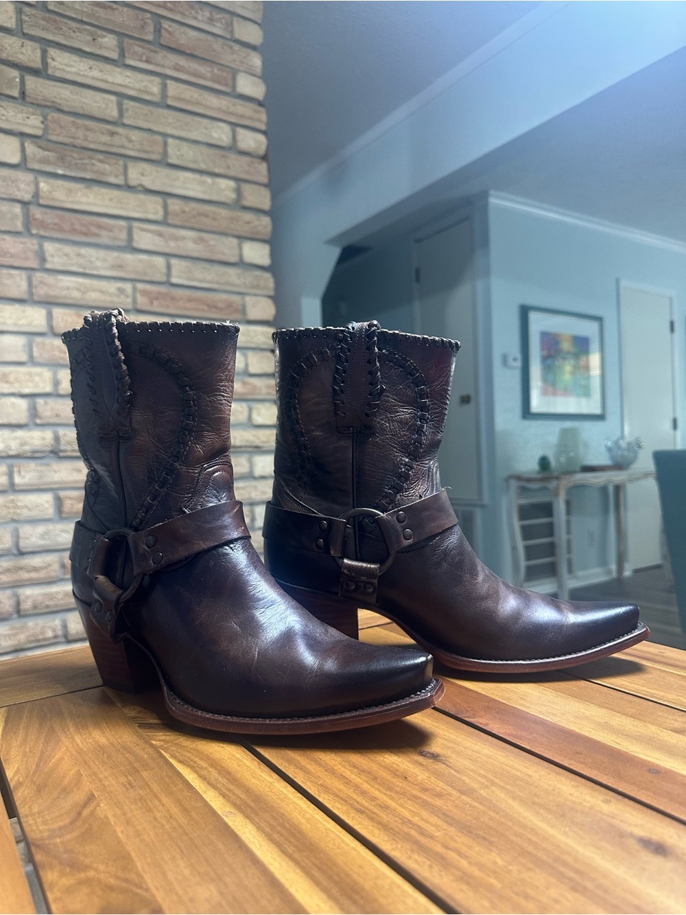 Idyllwind Stomp Dark Brown Leather Western Harness Ankle Boots Size 9